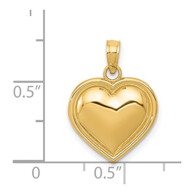 14K Yellow Gold Domed Heart Pendant – view 4