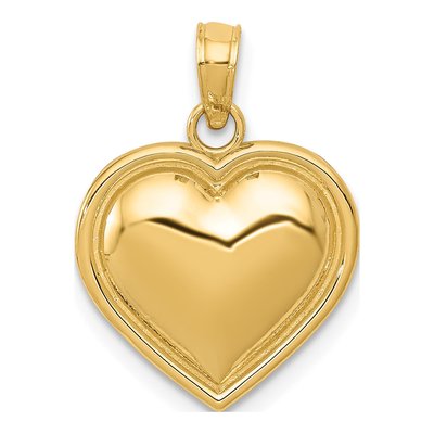 14K Yellow Gold Domed Heart Pendant