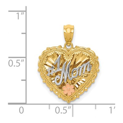 14K Tri-Color Gold MOM Shadowbox Number 1 Pendant – view 5