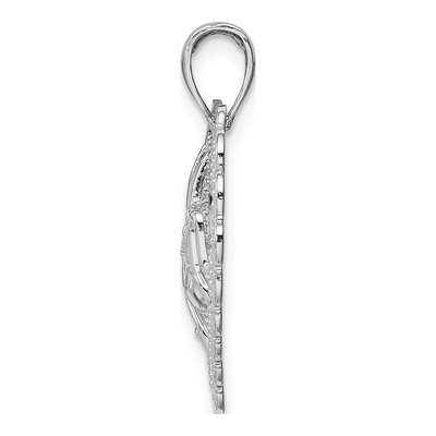 14K White Gold MOM Scalloped Heart Pendant – view 3