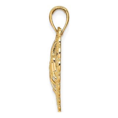14K Yellow Gold MOM Scalloped Heart Pendant – view 3