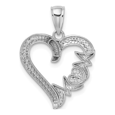 14K White Gold MOM Heart Pendant – view 4
