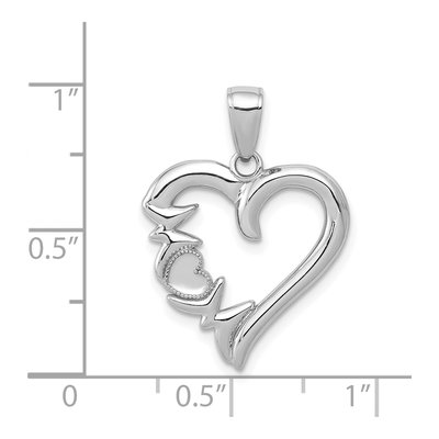 14K White Gold MOM Heart Pendant – view 5