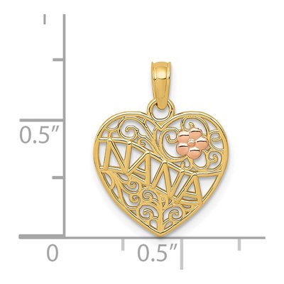 14K Two-Tone Gold NANA Flower on Heart Pendant – view 5