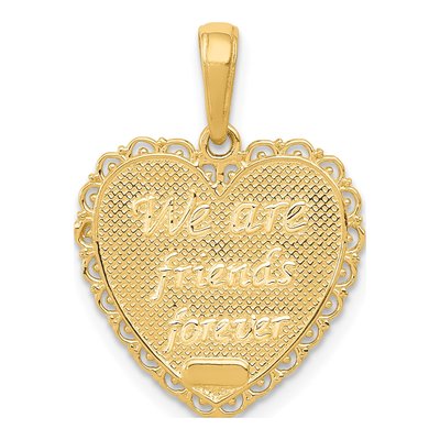 14K Yellow Gold Reversible Sister Friends Heart Pendant – view 4