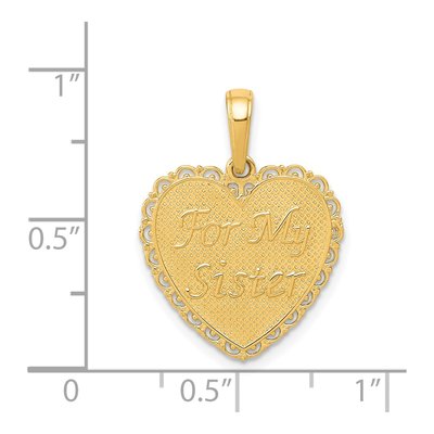14K Yellow Gold Reversible Sister Friends Heart Pendant – view 5
