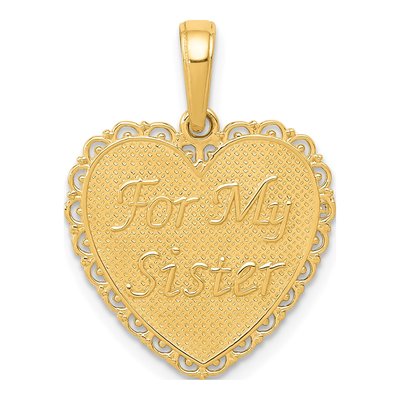 14K Yellow Gold Reversible Sister Friends Heart Pendant