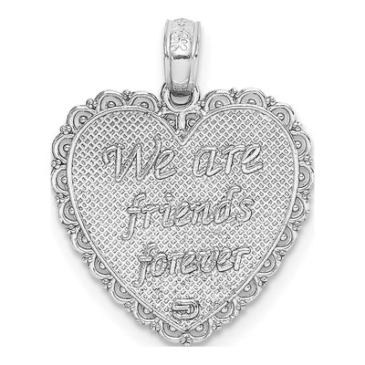 14K White Gold Reversible Sister Friends Heart Pendant – view 4
