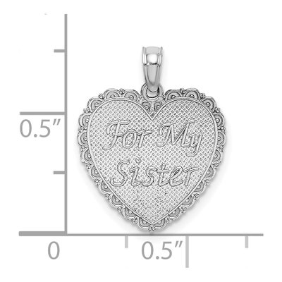 14K White Gold Reversible Sister Friends Heart Pendant – view 5