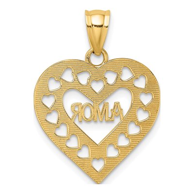 14K Yellow Gold AMOR Cut-Out Heart Charm – view 4