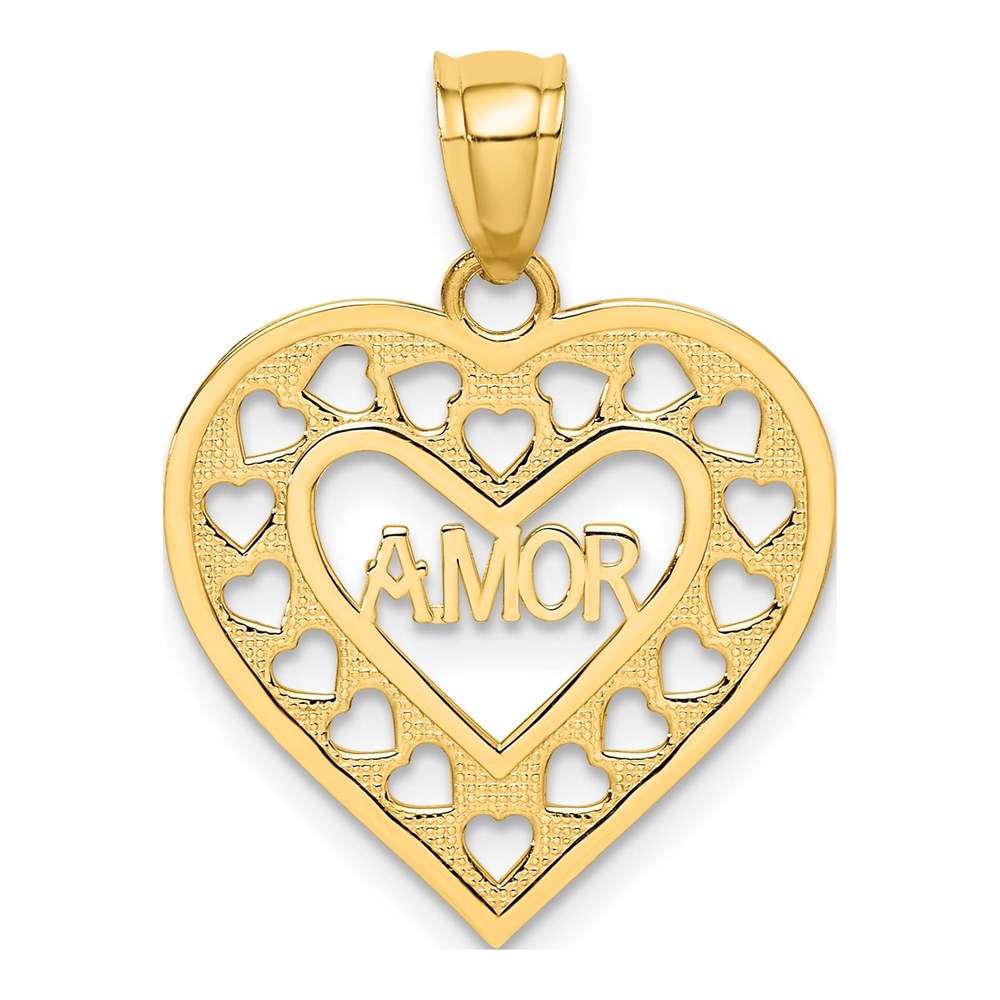 14K Yellow Gold AMOR Cut-Out Heart Charm