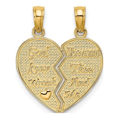 14K Yellow Gold 2-Piece Break-Apart Heart Pendant