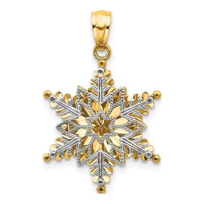 14K Two-Tone Gold Snowflake Pendant