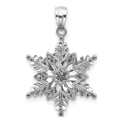 14K White Gold Snowflake Pendant