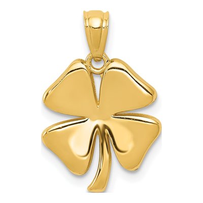 14K Yellow Gold Four Leaf Clover Pendant