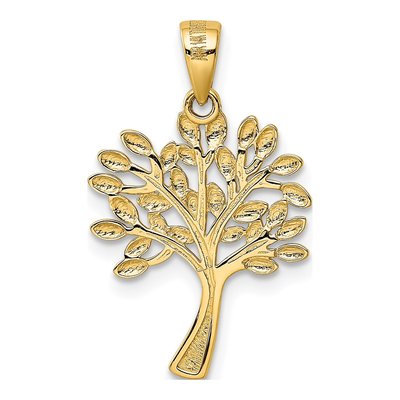 14K Yellow Gold Diamond-Cut Tree Pendant – view 4