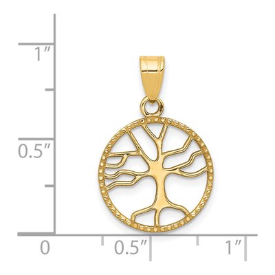 14K Yellow Gold Tree of Life Round Pendant – view 5