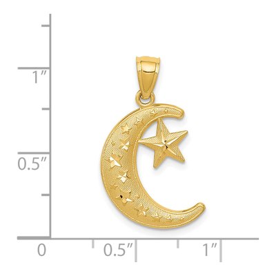 14K Yellow Gold Moon Stars Pendant – view 5