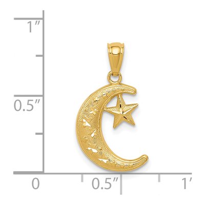14K Yellow Gold Moon Stars Pendant – view 5