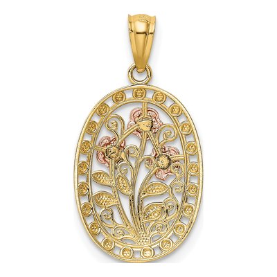 14K Two-Tone Gold Oval Pendant – view 4