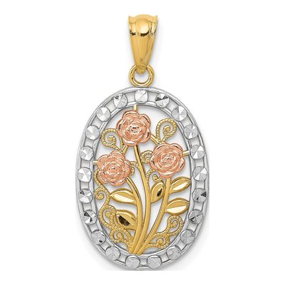 14K Two-Tone Gold Oval Pendant