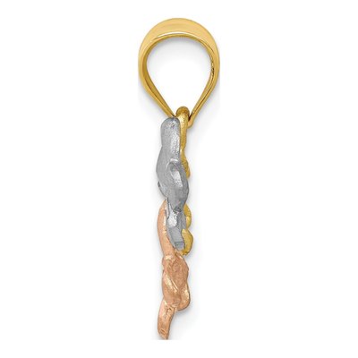 14K Tri-Color Gold Plumeria Flower Pendant – view 3