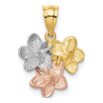 14K Tri-Color Gold Plumeria Flower Pendant – view 4