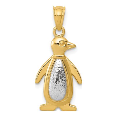 14K Two-Tone Gold Penguin Pendant