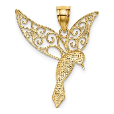 14K Yellow Gold Hummingbird Filigree Pendant – view 4