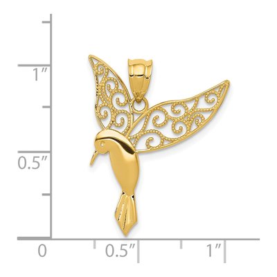 14K Yellow Gold Hummingbird Filigree Pendant – view 5