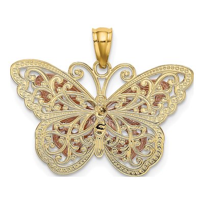 14K Two-Tone Gold Cut-Out Butterfly Pendant – view 4