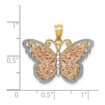 14K Two-Tone Gold Cut-Out Butterfly Pendant – view 5