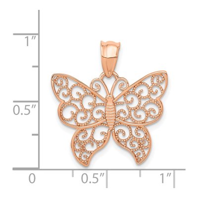 14K Rose Gold Filigree Butterfly Pendant – view 5