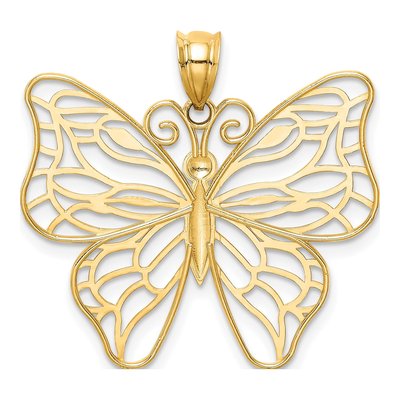 14K Yellow Gold Filigree Butterfly Pendant – view 4