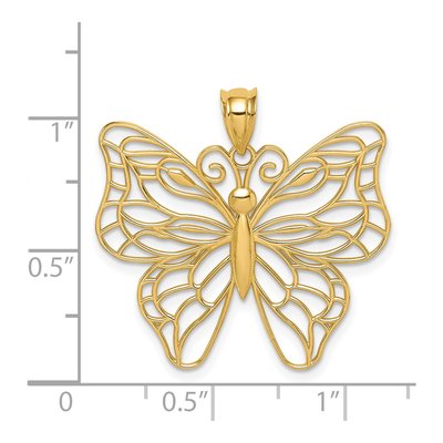 14K Yellow Gold Filigree Butterfly Pendant – view 5