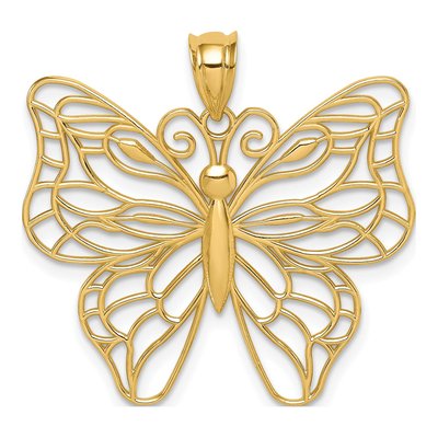 14K Yellow Gold Filigree Butterfly Pendant