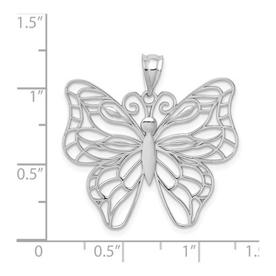 14K White Gold Filigree Butterfly Pendant – view 4