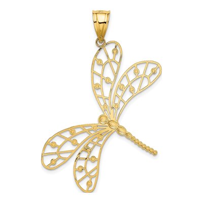14K Yellow Gold Filigree Dragonfly Pendant – view 4