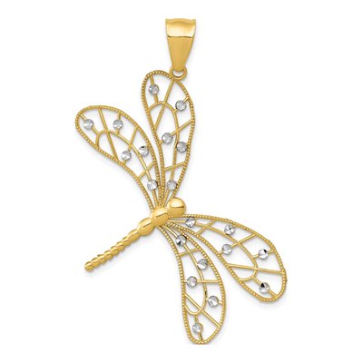14K Yellow Gold Filigree Dragonfly Pendant