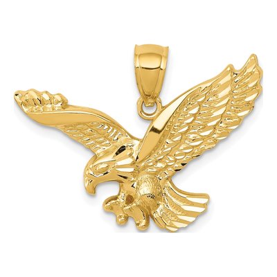 14K Yellow Gold Textured Eagle Pendant