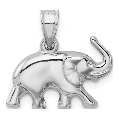 14K White Gold 3D Elephant Pendant – view 4