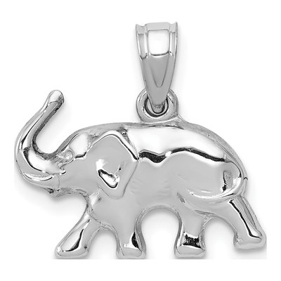 14K White Gold 3D Elephant Pendant