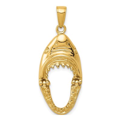 14K Yellow Gold Shark Head Pendant