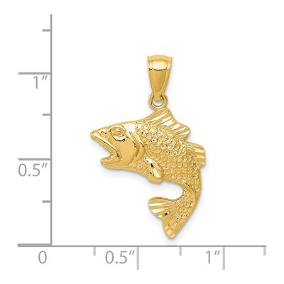 14K Yellow Gold Bass Fish Pendant – view 5