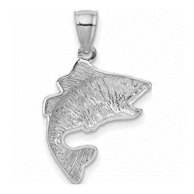 14K White Gold Bass Fish Pendant – view 4