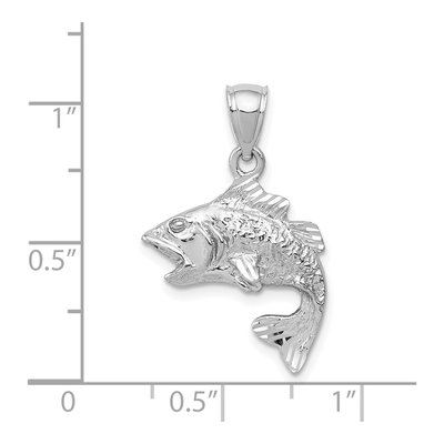 14K White Gold Bass Fish Pendant – view 5