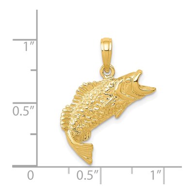 14K Yellow Gold Bass Fish Pendant – view 5