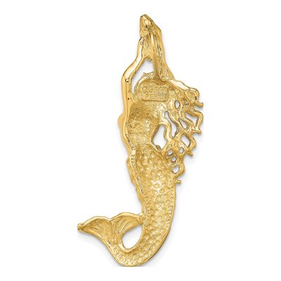 14K Yellow Gold Textured Mermaid Slide Pendant – view 5