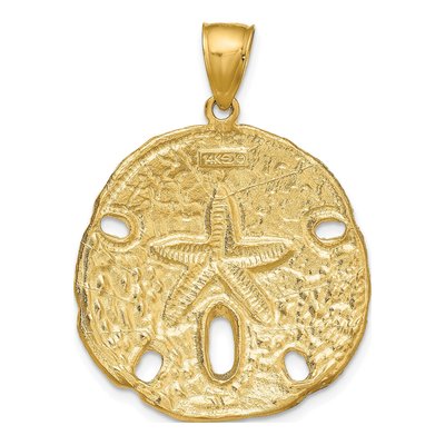 14K Yellow Gold Large Sand Dollar Pendant – view 5