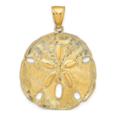 14K Yellow Gold Large Sand Dollar Pendant